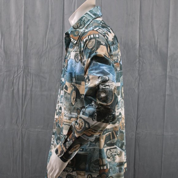 Vintage Button Down Shirt - Model T Car All Over Graphic by Lancer - Men's XL - Picture 6 of 9